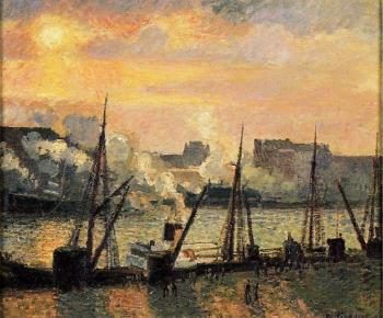 Camille Pissarro : Quay in Rouen, Sunset